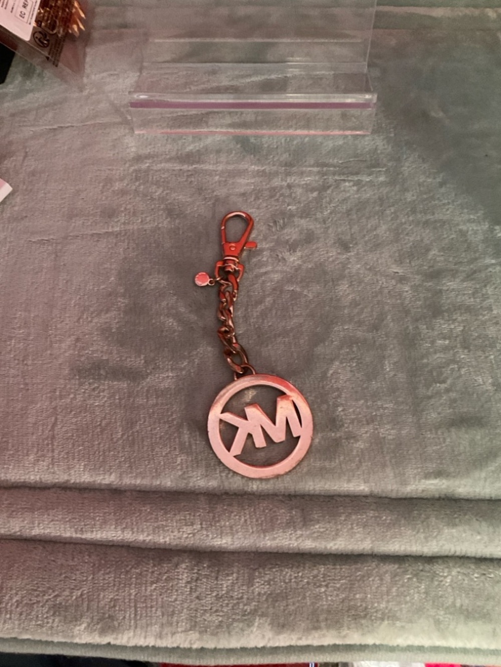 Michael Kors Rose Gold MK Circle Keychain Charm - Picture 2 of 5
